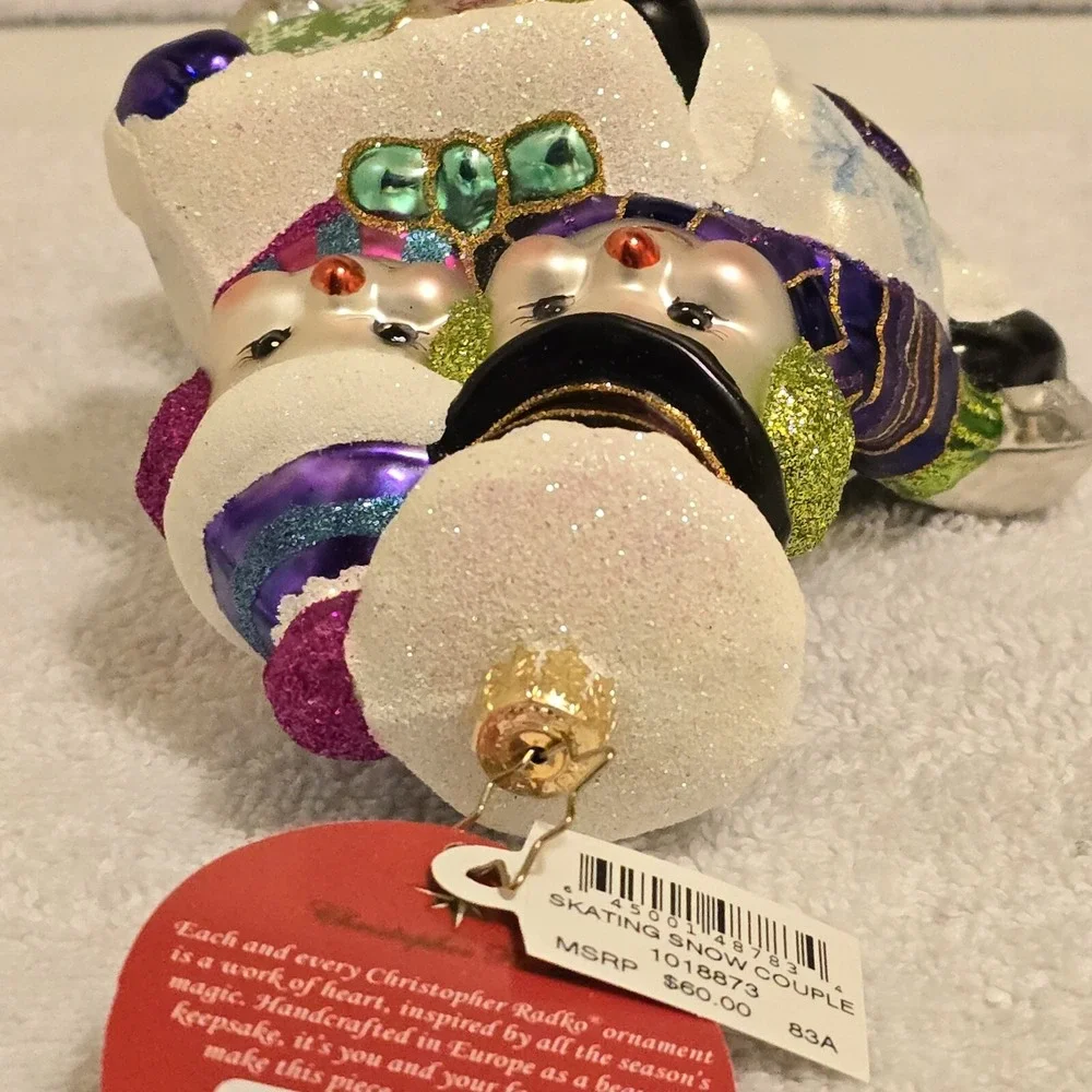 New Radko 1018873 Skating Snowman Couple Our‎ First Christmas Ornament